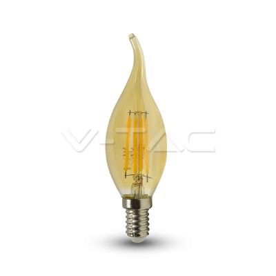 LED Bulb - 4W Filament E14 Candle Amber Cover Tail 2200K