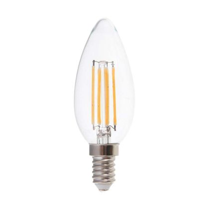 LED Bulb - 6W Filament E14 Clear Cover Candle 6000K 130LM/W