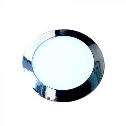 12W LED Slim Panel Light Chrome Round 3000K