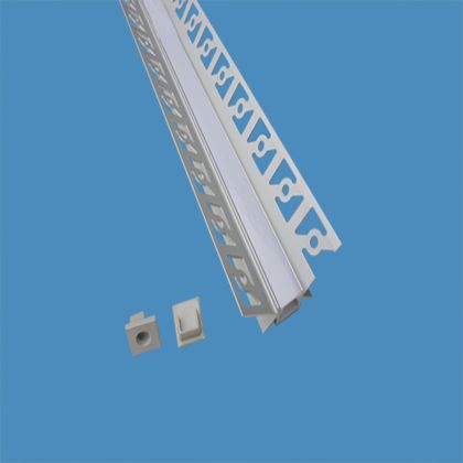 Led Strip Mounting Kit With Diffuser Aluminum Milky Gypsum Corner Round 2000MM