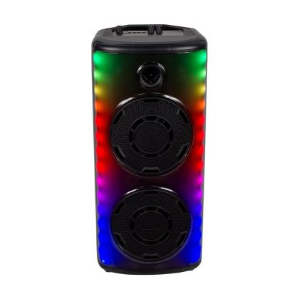 600W Rechargeable Speaker With 1 Wired Microphone RF Control and Handle 2x8 inch