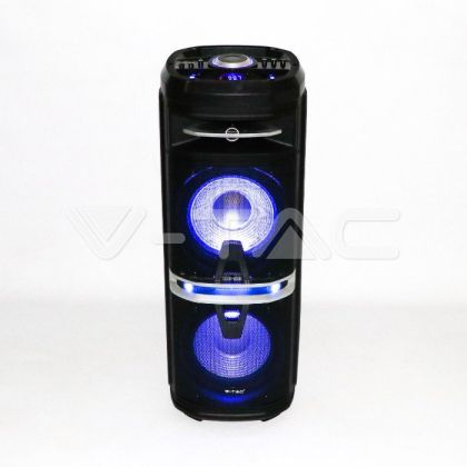 120W Rechargeable Trolley Speaker With One Wireless + One Wired Microphone RF Control RGB 2*10 inch