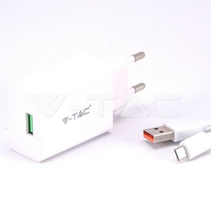 Fast Charging Set With Travel Adapter & Micro USB Cable White