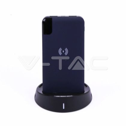 8K Mah Power Bank With Wireless Charger & Display Black Lamp Stand Dark Blue