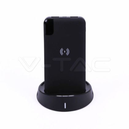 8K Mah Power Bank With Wireless Charger & Display Black Lamp Stand Black