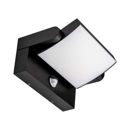 20W LED Wall Light Sensor Black Body 3000K IP65