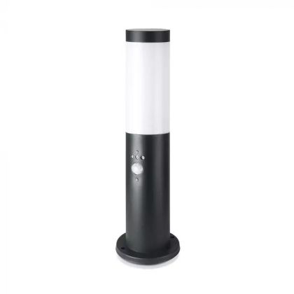 E27 Bollard Lamp 45CM With PIR Sensor Stainless Steel Body Black IP44