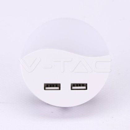 LED Night Light With USB Round 3000K