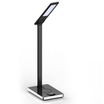 7W LED Table Lamp 3in1 Wireless Charger Square Black Body