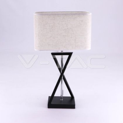 Designer Table Lamp E27 With Ivory Lamp Shade Black Base + Switch Square