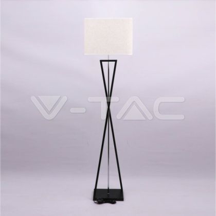 Designer Floor Lamp With Ivory Lampshade Black Square Black Metal Canopy + Switch