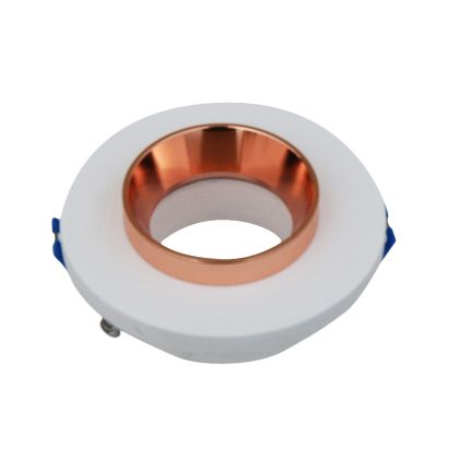 GU10 Fitting Gypsum Metal White Plaster Recessed Light With Rose Gold Round