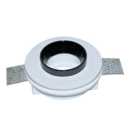 GU10 Fitting Gypsum White Recessed Light With Black Metal Round