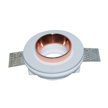 GU10 Fitting Gypsum White Recessed Light With Rose Gold Metal Round