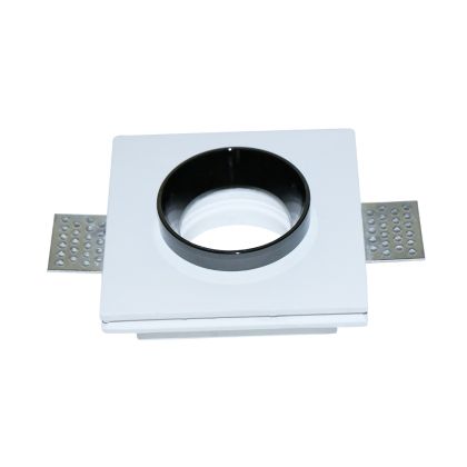 GU10 Fitting Gypsum White Recessed Light With Black Metal Square