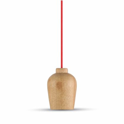 Wooden Pendant Light Red Wire