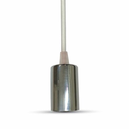 Chrome Metal Cup Pendant Light White