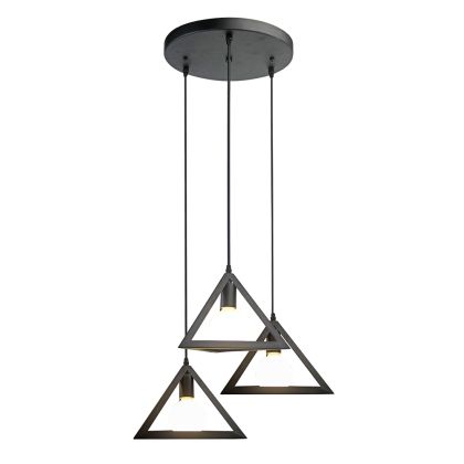 Trio Geometric Black Pendant Light E27 With Black Canopy