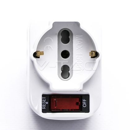 Adapttatore Rotante , Spina 10A 2 Prese 2P+T 10/16A Bipasso+ 1 presa Bipasso/Schuko Con Protezione De Sovraccarico Max:1500W