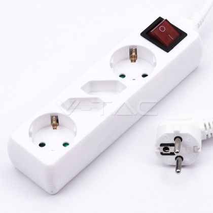 4 Holes Socket Whit Switch (3G 1.5MM2 X 1.5M ) Polybag With Card White