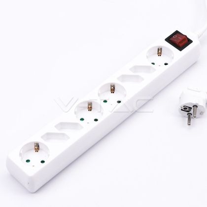 8 Holes Socket Whit Switch (3G 1.5MM2 X 1.5M ) Polybag With Card White