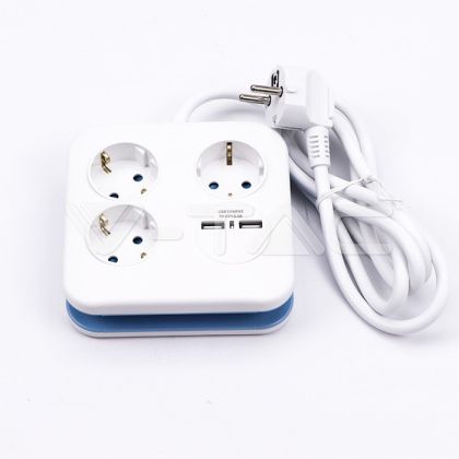 3 Ways Socket With USB Square 3G 1.55MM*1.4M