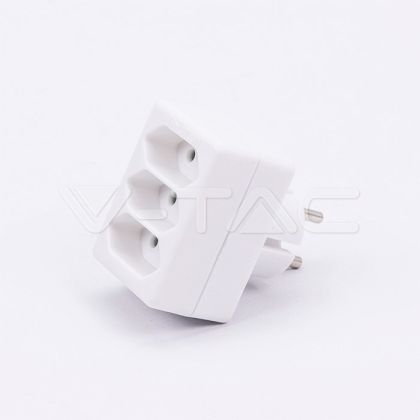 3 Outlet Adapter 2.5A White Label + Poly Bag