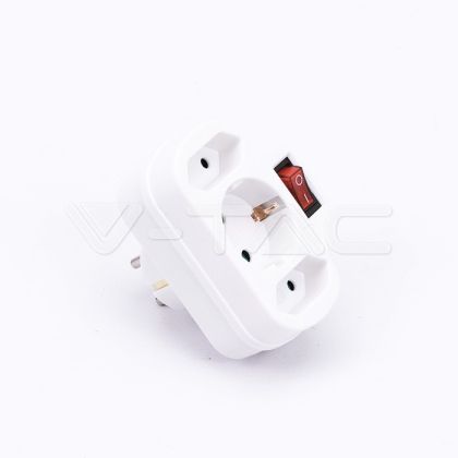 Adapter With Switch & Earthing Contact 2 Socket 2.5 1 Socket 16A