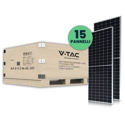 V-TAC Set 6kW (6.15 kW) with 15 Thin Monocrystalline Photovoltaic Solar Panels 410W 1722*1134*30mm (SKU 11517)