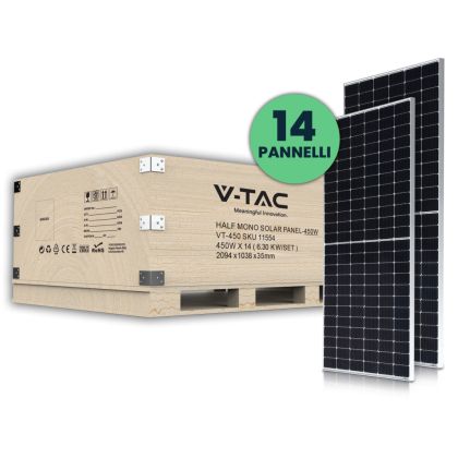 V-TAC Set 6kW (6.3 kW) with 14 Monocrystalline Photovoltaic Solar Panels 450W 2094*1038*35mm (SKU 11353)