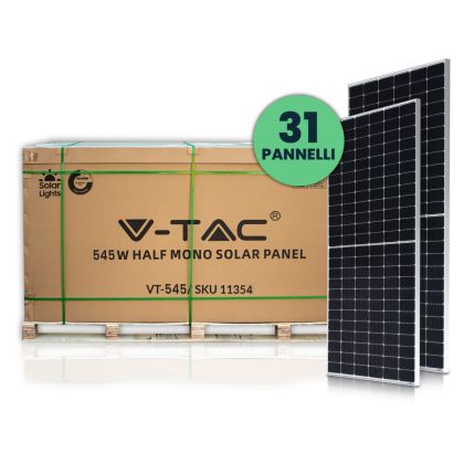 V-TAC Pallet 17kW (16.9 kW) with 31 Monocrystalline Photovoltaic Solar Panels 545W 2279*1134*35mm (SKU 11354)