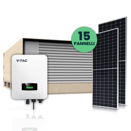 V-TAC Photovoltaic KIT 6KW (6.15 KW) with 15 Monocrystalline Photovoltaic Solar Panels 410W and Single-Phase Hybrid Inverter with Accessories Included