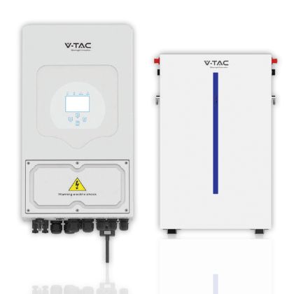 V-TAC 6kW Photovoltaic KIT with Wall Mounted LiFePO4 6.14 kWh Storage Battery (SKU 11539) and Single Phase Hybrid Inverter (SKU 11529) - Without Photovoltaic Panels