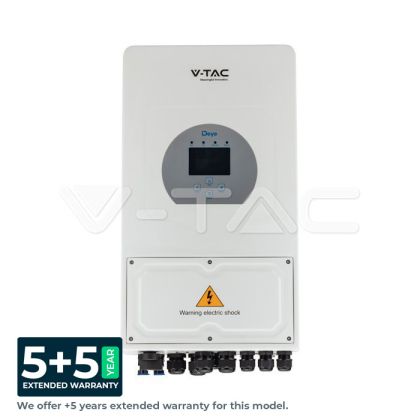 V-TAC Deye Single-Phase Hybrid On-Grid/Off-Grid Photovoltaic Inverter 6kW with LCD Color Touch Screen and Integrated Smart Meter including TA and WiFi 5+5 Year Warranty IP65