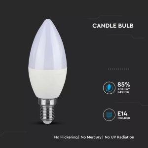 LED Bulb - SAMSUNG CHIP 7W E14 Plastic Candle 3000K