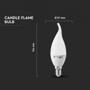 LED Bulb - SAMSUNG CHIP 5.5W E14 Plastic Candle Flame 4000K