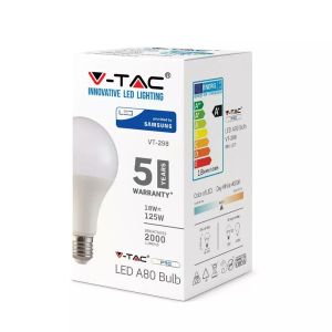 LED Bulb - SAMSUNG CHIP 18W E27 A80 Plastic 3000K