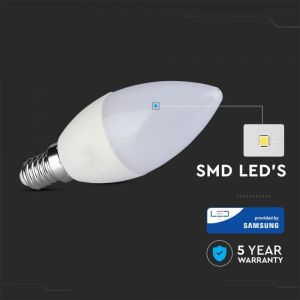 LED Bulb - SAMSUNG CHIP 5.5W E14 Plastic Candle 4000K