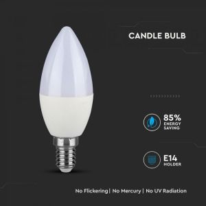 LED Bulb - SAMSUNG CHIP 5.5W E14 Plastic Candle 4000K