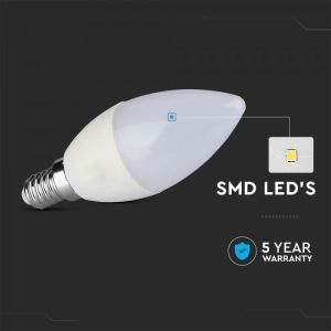 LED Bulb - SAMSUNG CHIP 5.5W E14 Plastic Candle 6400K