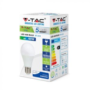 LED Bulb - SAMSUNG CHIP 9W E27 A60 Plastic 3000K