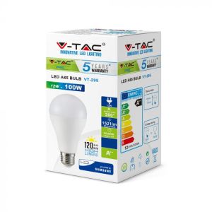 LED Bulb - SAMSUNG CHIP 12W E27 A++ A65 Plastic 3000K