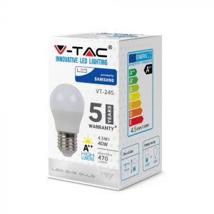 LED Bulb - SAMSUNG CHIP 4.5W E27 A++ G45 Plastic 3000K