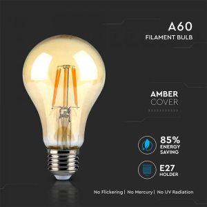 LED Bulb - SAMSUNG CHIP Filament 4W E27 A60 Amber Cover 2200K