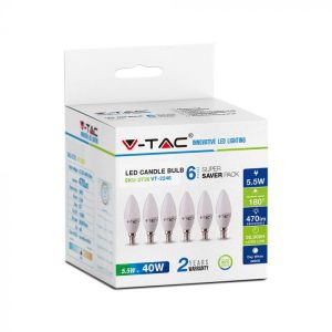 LED Bulb - 5.5W E14 Candle 3000K 6 PCS/PACK