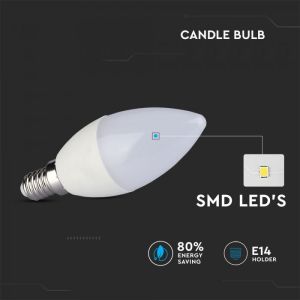 LED Bulb - 5.5W E14 Candle 3000K 6 PCS/PACK