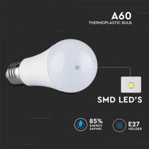 LED Bulb - 9.5W E27 A60 Plastic 4000K 160LM/W EVOLUTION