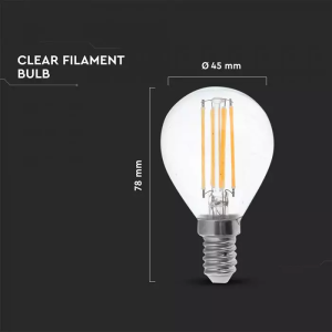 LED Bulb - 6W Filamen E14 P45 Clear Cover 2700K