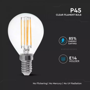 LED Bulb - 6W Filamen E14 P45 Clear Cover 2700K