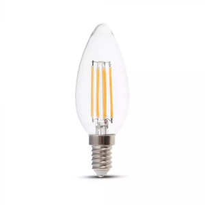 LED Bulb - 6W Filament E14 Clear Cover Candle 3000K 130LM/W